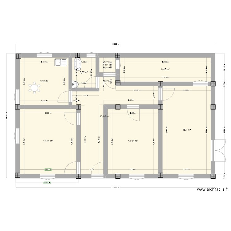 walide. Plan de 8 pièces et 85 m2