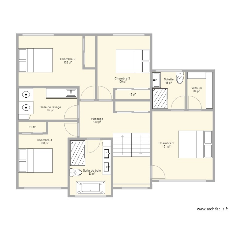Plan 21878 modifié étage. Plan de 0 pièce et 0 m2