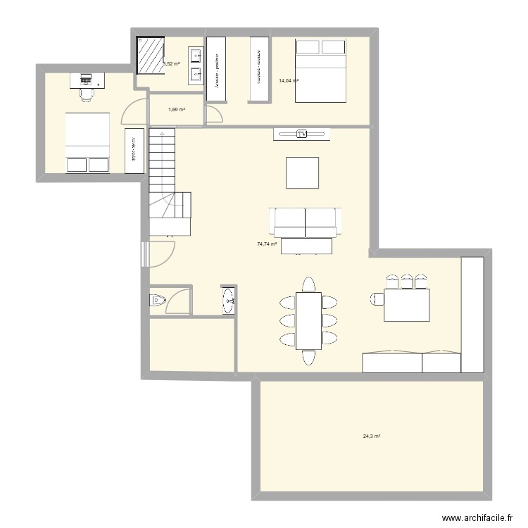 Plan 2 La Meignanne. Plan de 5 pièces et 118 m2