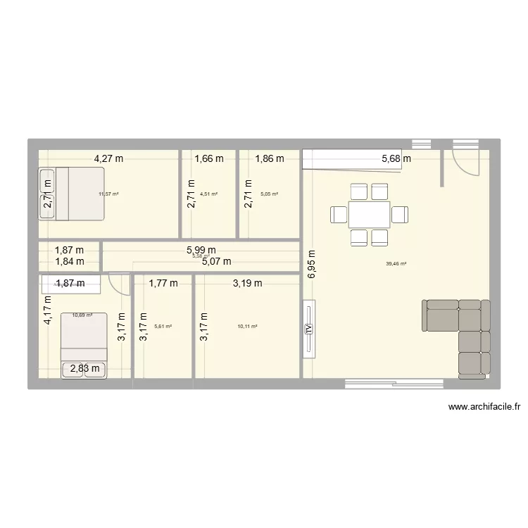 Grayan id&eacute;e 1. Plan de 8 Pièces et 93 m²