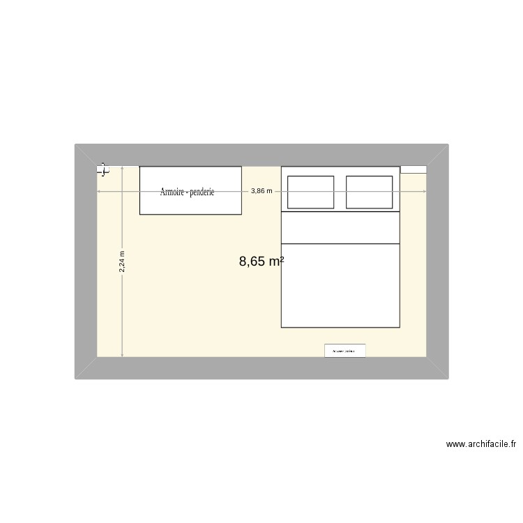 ch rita. Plan de 1 pièce et 9 m2