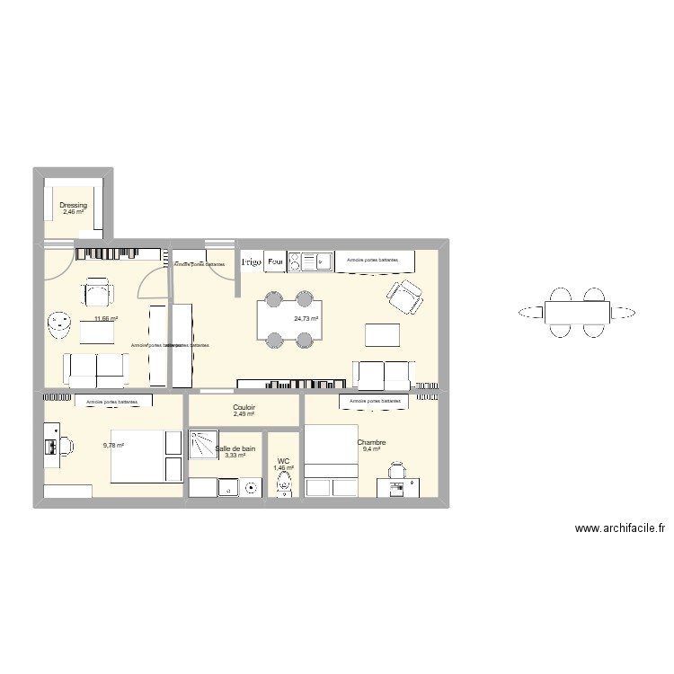 alice 3. Plan de 8 pièces et 65 m2