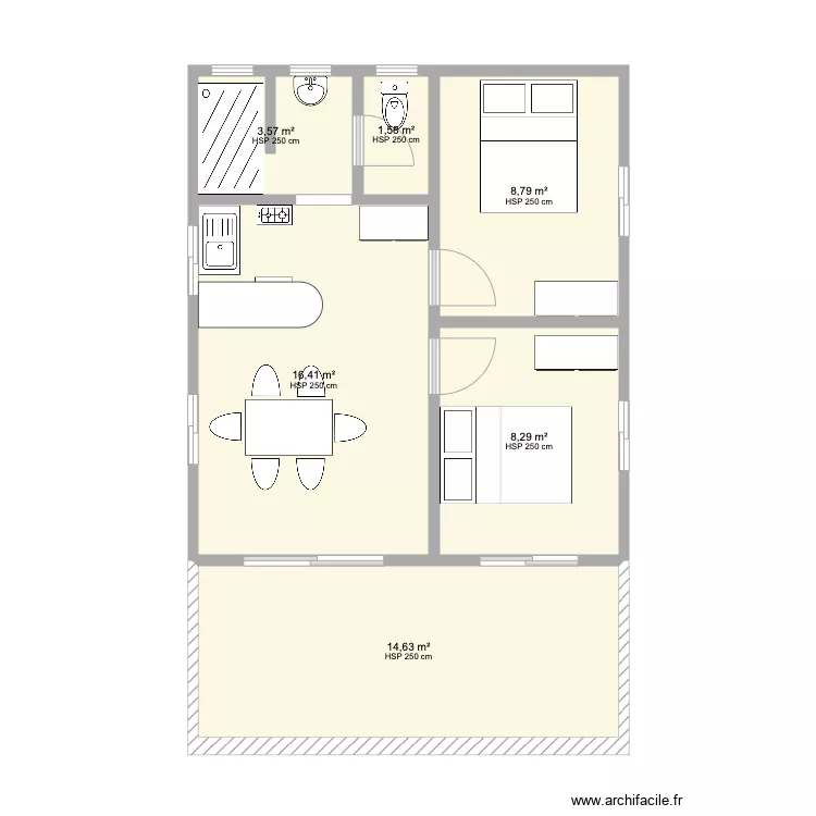 Regis  sud. Plan de 6  et 53 m²