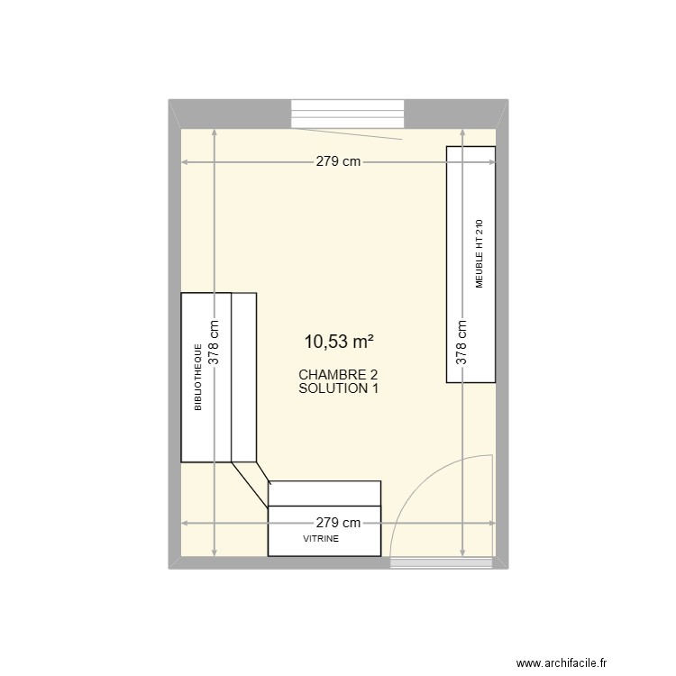 CHAMBRE 2. Plan de 1 pièce et 11 m2