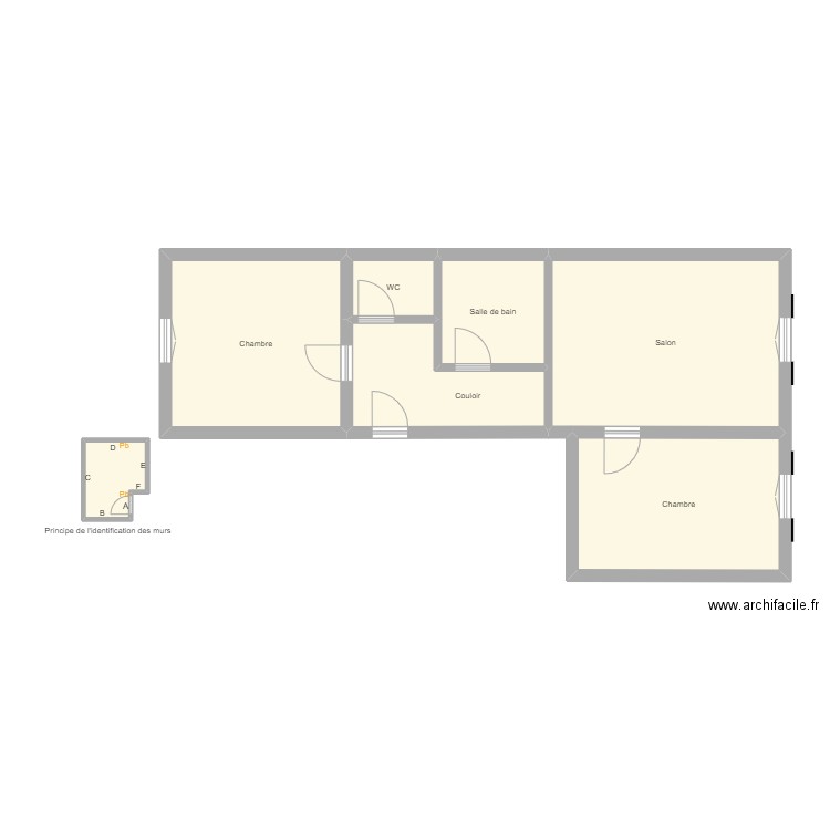 Croquis N8. Plan de 7 pièces et 64 m2