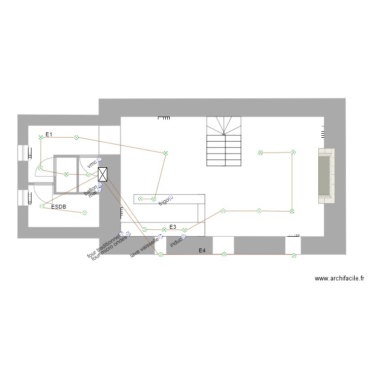 trame elec RDC consuel. Plan de 0 pièce et 0 m2