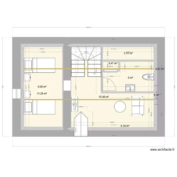 Noyers 67 Etage. Plan de 9 et 48 m² Noyers 67 Etage. Plan de 9 et 48 m²