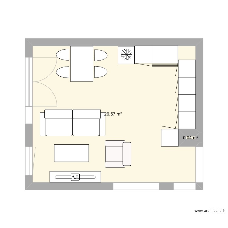 ApptClaix. Plan de 2 pièces et 27 m2
