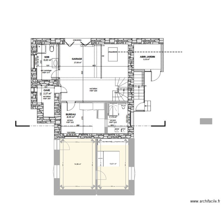 F2 SS V2. Plan de 2 pièces et 28 m2