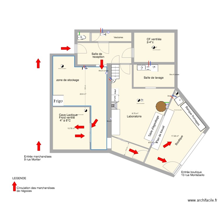 Laiterie circulation négoce. Plan de 0 pièce et 0 m2