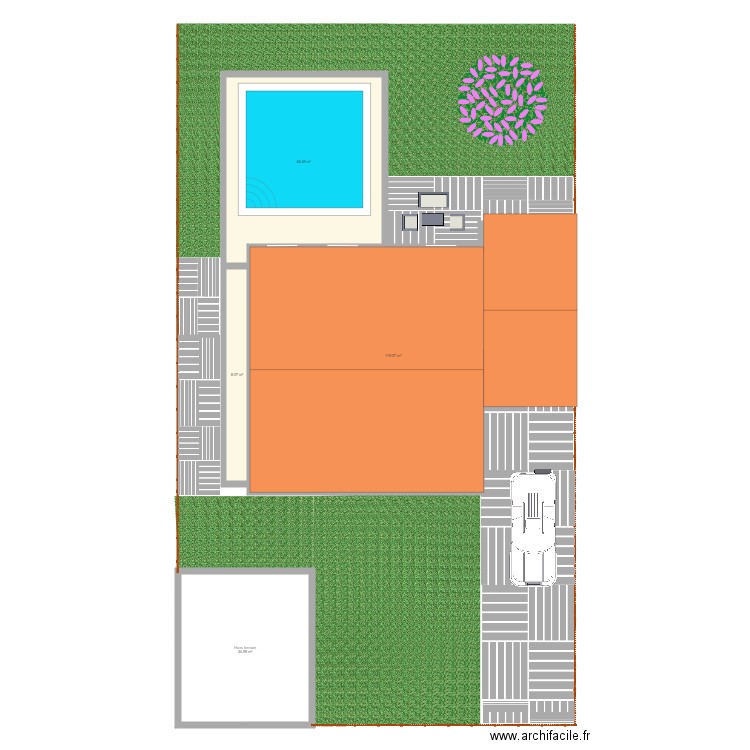 Piscine carrée 5 par 5. Plan de 0 pièce et 0 m2