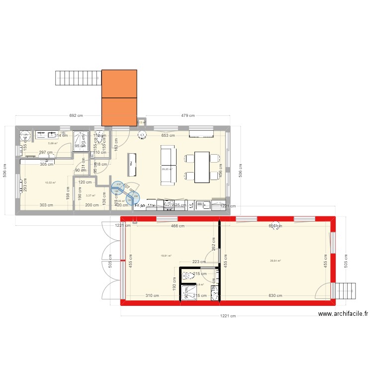 Garage Atelier MAISON. Plan de 11 pièces et 105 m2