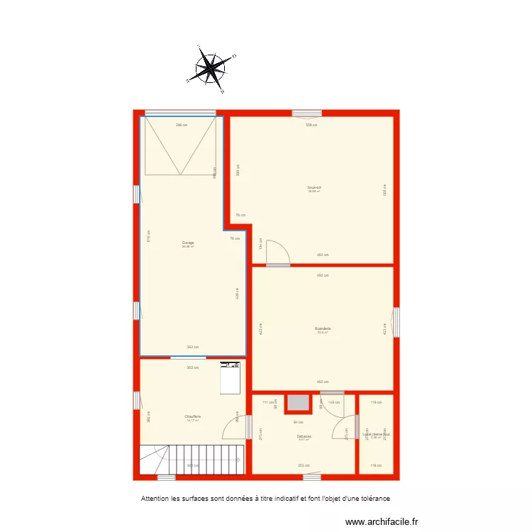 BI 3665 sous sol c&ocirc;t&eacute;. Plan de 