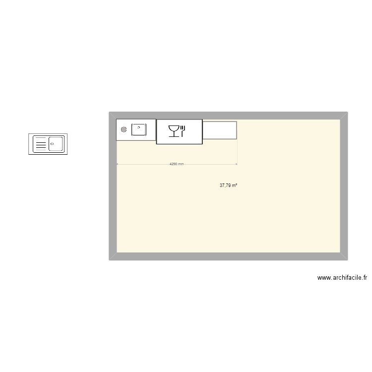 LAVERIE VALLEIRY. Plan de 1 pièce et 38 m2