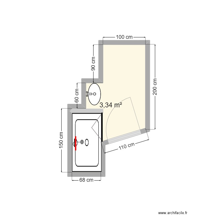 SIVAKUMAR plan projeté . Plan de 1 pièce et 3 m2