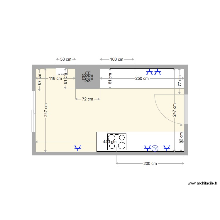 cocina. Plan de 0 pièce et 0 m2