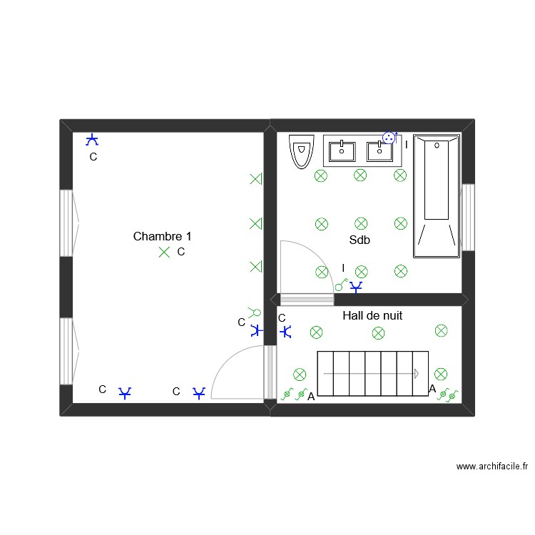 1er étage M. Plan de 3 pièces et 23 m2