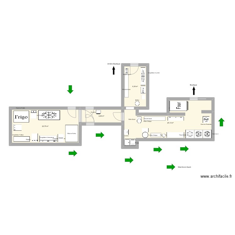 Labo . Plan de 4 pièces et 59 m2