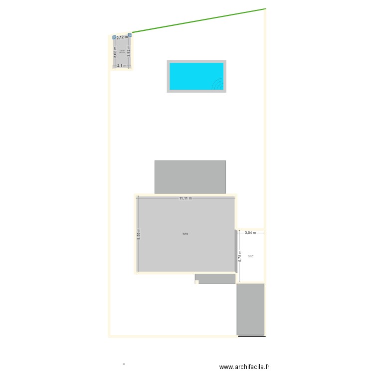 AUDE. Plan de 3 pièces et 120 m2