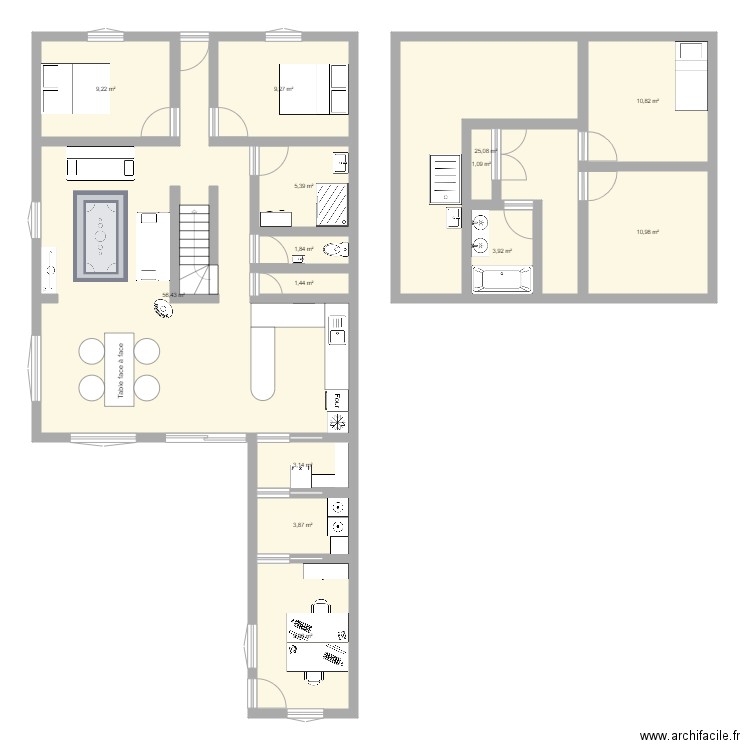 Projet Longueau. Plan de 14 pièces et 152 m2