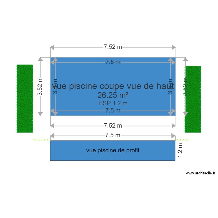 PROFIL PISCINE PACHECO. Plan de 0 pièce et 0 m2