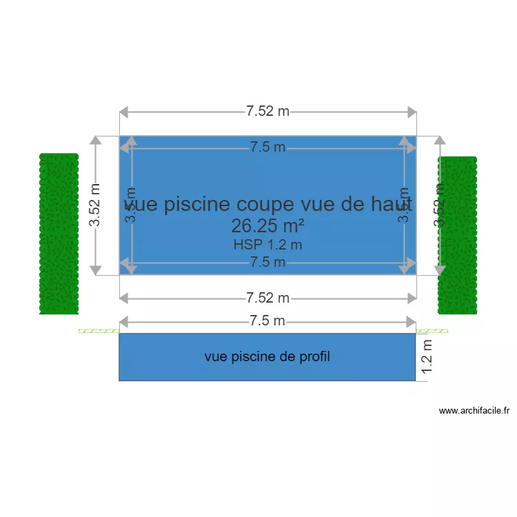PROFIL PISCINE PACHECO. Plan de 