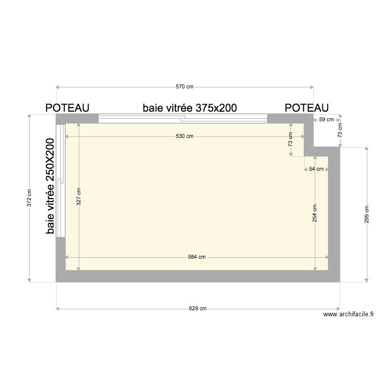 LHOMME. Plan de 1 pièce et 19 m2