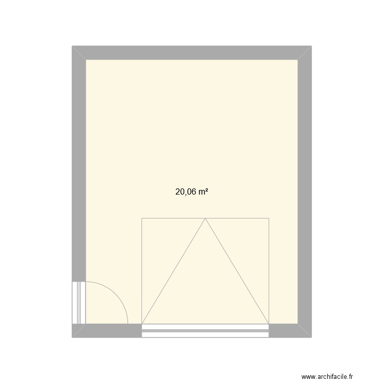 vue dessue. Plan de 1 pièce et 20 m2