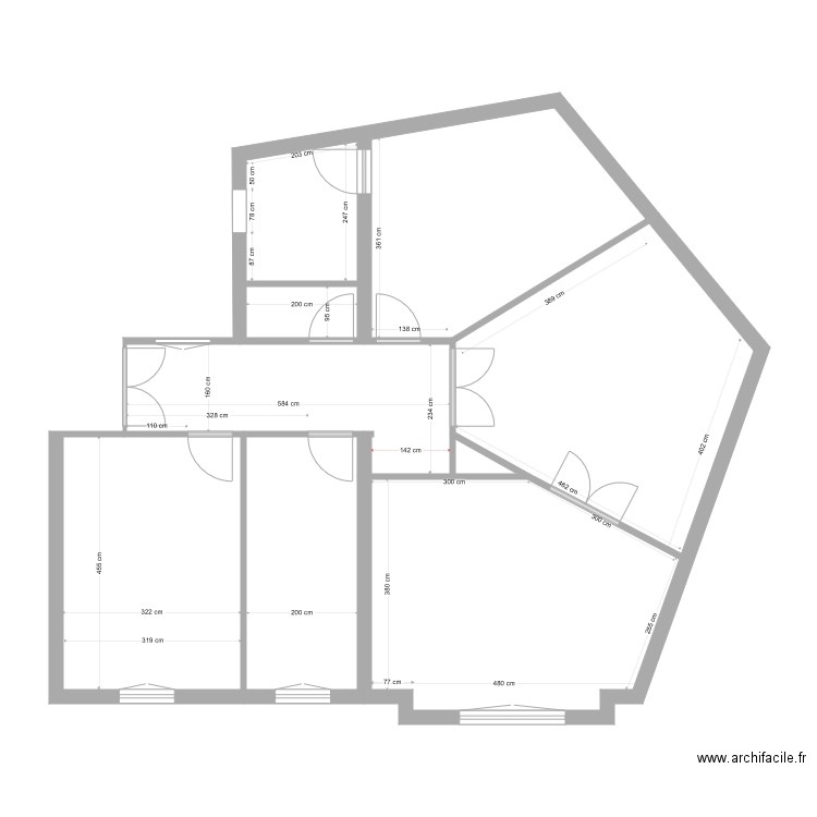 de zelicourt existant. Plan de 7 pièces et 94 m2