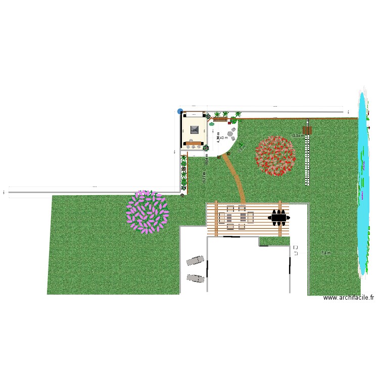 coin barbecue. Plan de 1 pièce et 13 m2