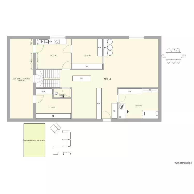 Maison RDC 14b. Plan de 