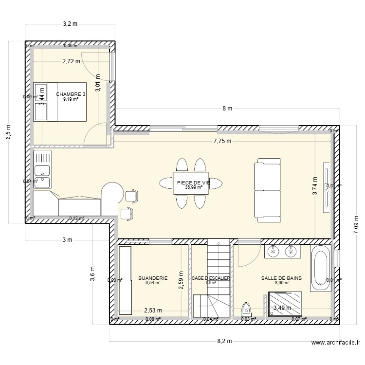 PROJET BARR ALTENBERG BAS. Plan de 21 pièces et 65 m2