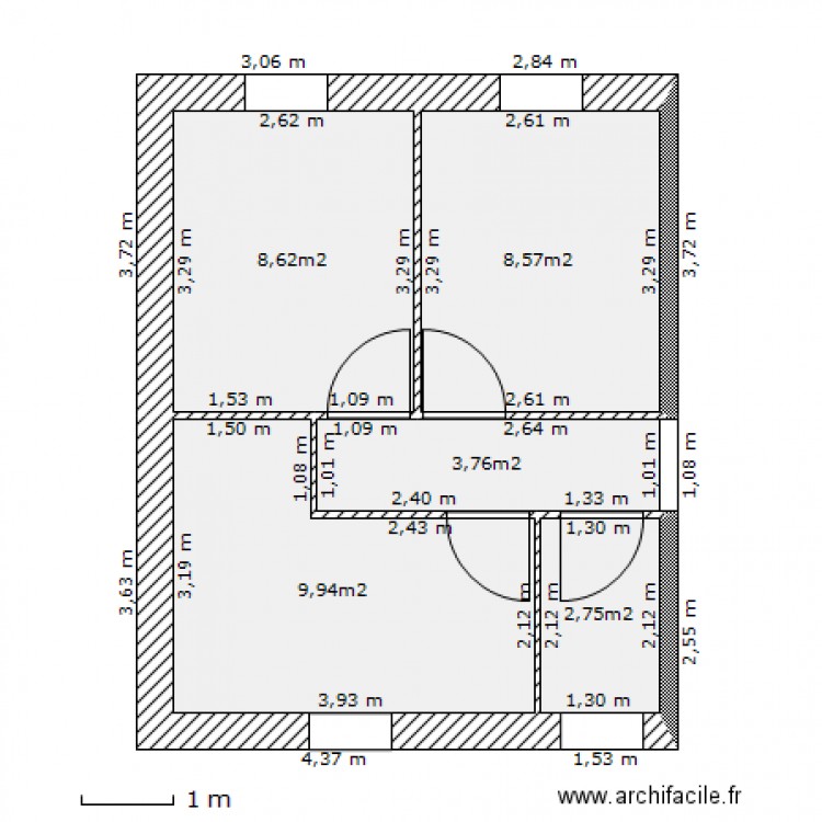 mur exterieur avec isolation et piéces et fenetre. Plan de 0 pièce et 0 m2
