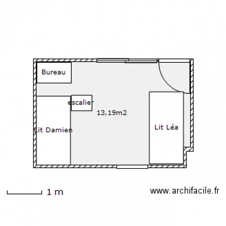 chambre rectangle. Plan de 0 pièce et 0 m2
