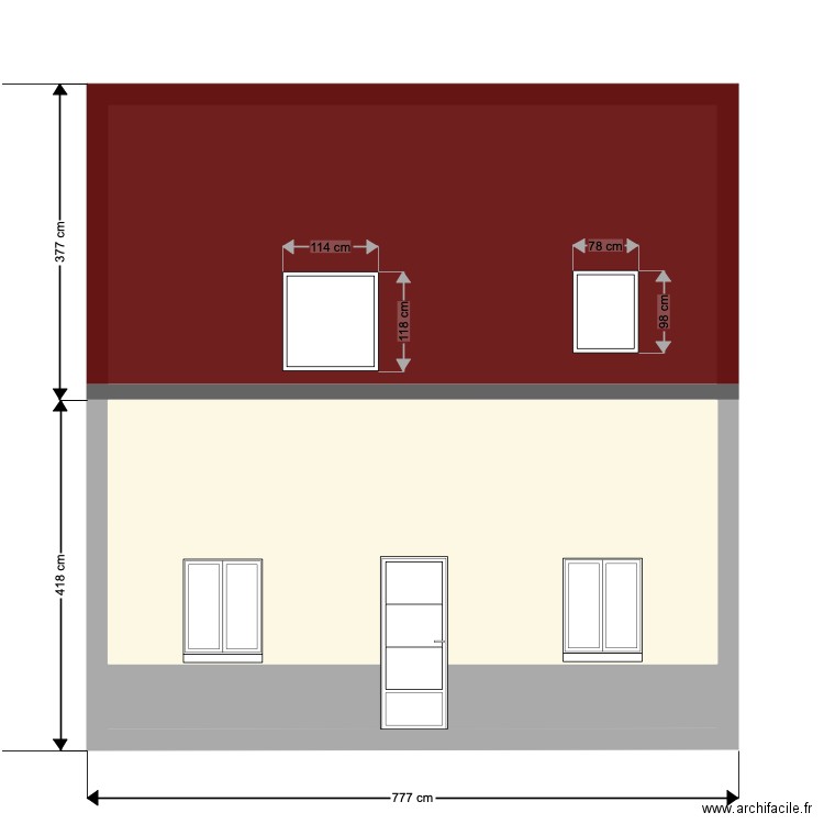 Plan de façade SUD Projet. Plan de 0 pièce et 0 m2