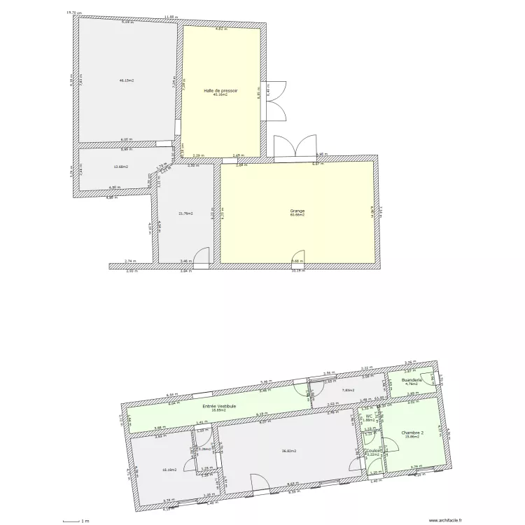 Maison apres travaux. Plan de 