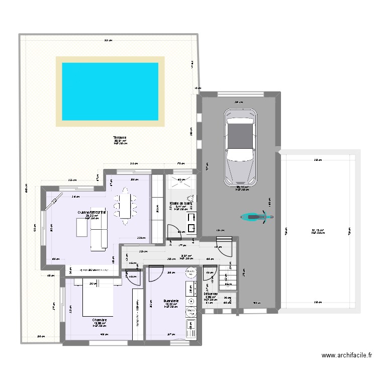 RDC 00. Plan de 9 pièces et 212 m2