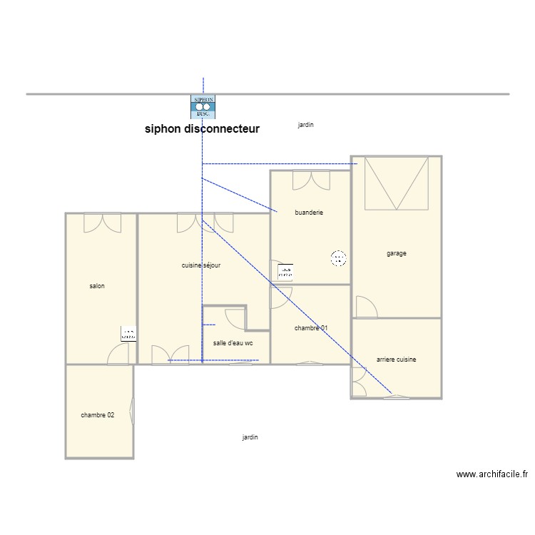 huvier  ass 1401. Plan de 8 pièces et 105 m2