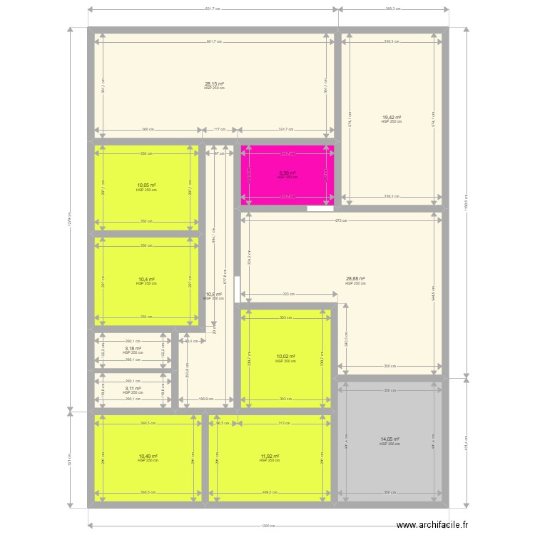 projet villa 5 ch + suite. Plan de 13 pièces et 167 m2