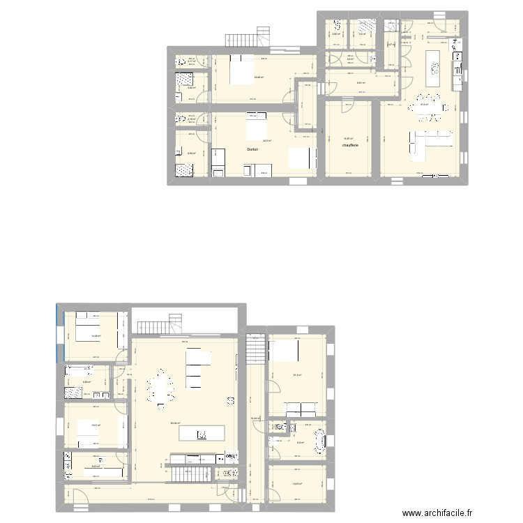 FERME PARNANS BIS. Plan de 24 pièces et 338 m2