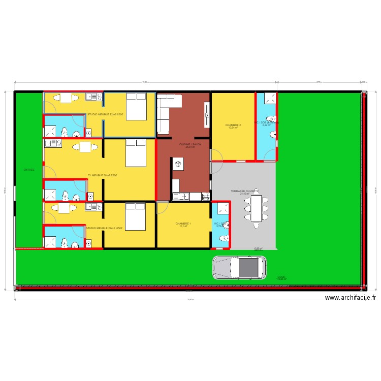MAISON LYDIA SAINT-ORICE MODIFIEE. Plan de 15 pièces et 301 m2