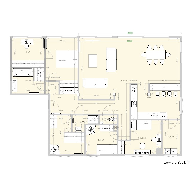 plan version INITIALE REMIS AUX BONNES DIMENSIONS V2. Plan de 12 pièces et 140 m2
