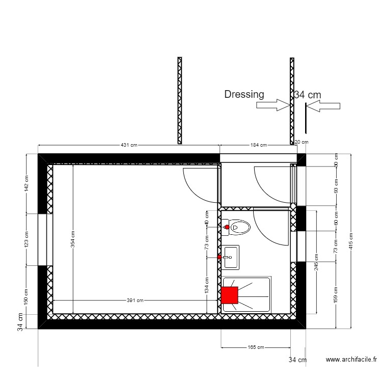GRAND IMPLANTATION 2. Plan de 2 pièces et 26 m2