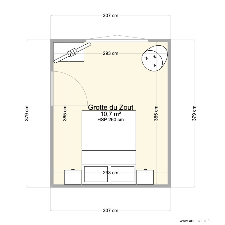 Chambre Parent V3. Plan de 1 pièce et 11 m2