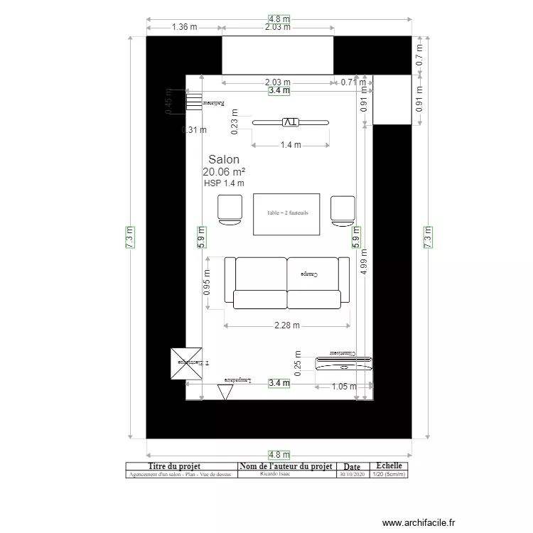 Agencement salon plan vue de dessus Proposition 1. Plan de 