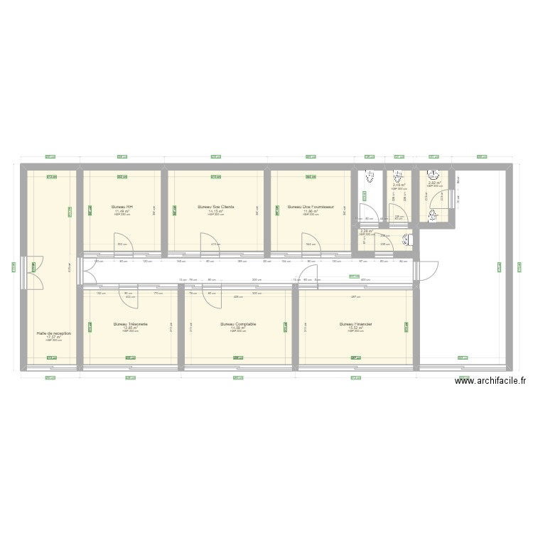 1er etage bis. Plan de 10 pièces et 106 m2