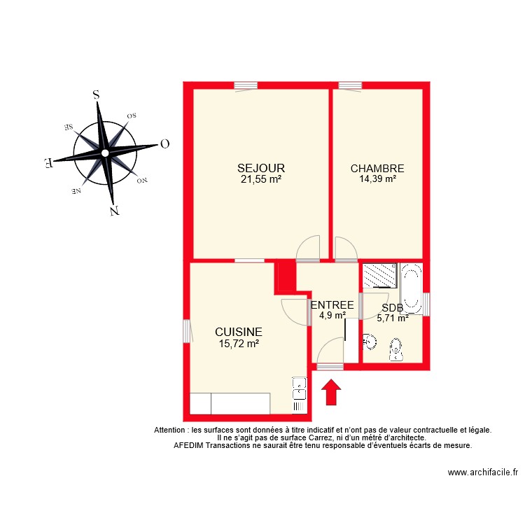 BI 8433 PASCAL. Plan de 6 pièces et 63 m2