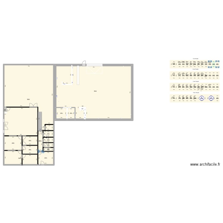 magasin. Plan de 67 pièces et 840 m2