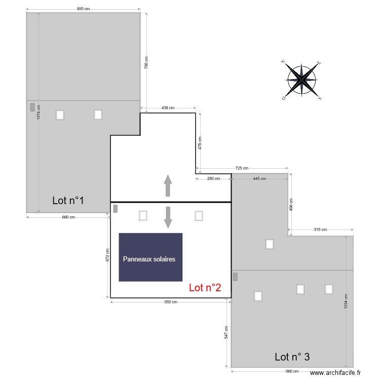 Plan toitures actuel. Plan de 0 pièce et 0 m2