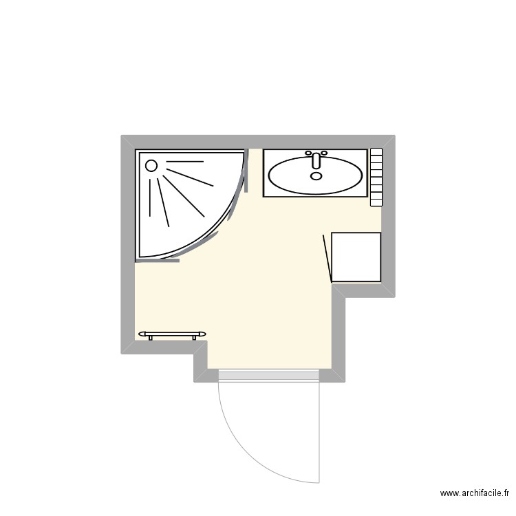 Franc SDB existant. Plan de 1 pièce et 3 m2